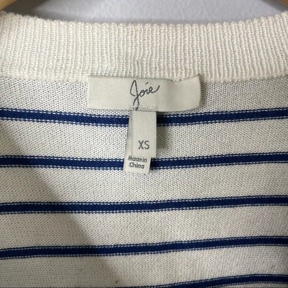 Joie Kaylara Cocktail Stripe Cotton Pullover Sweater Size XS Blue White Nautical - Picture 7 of 8